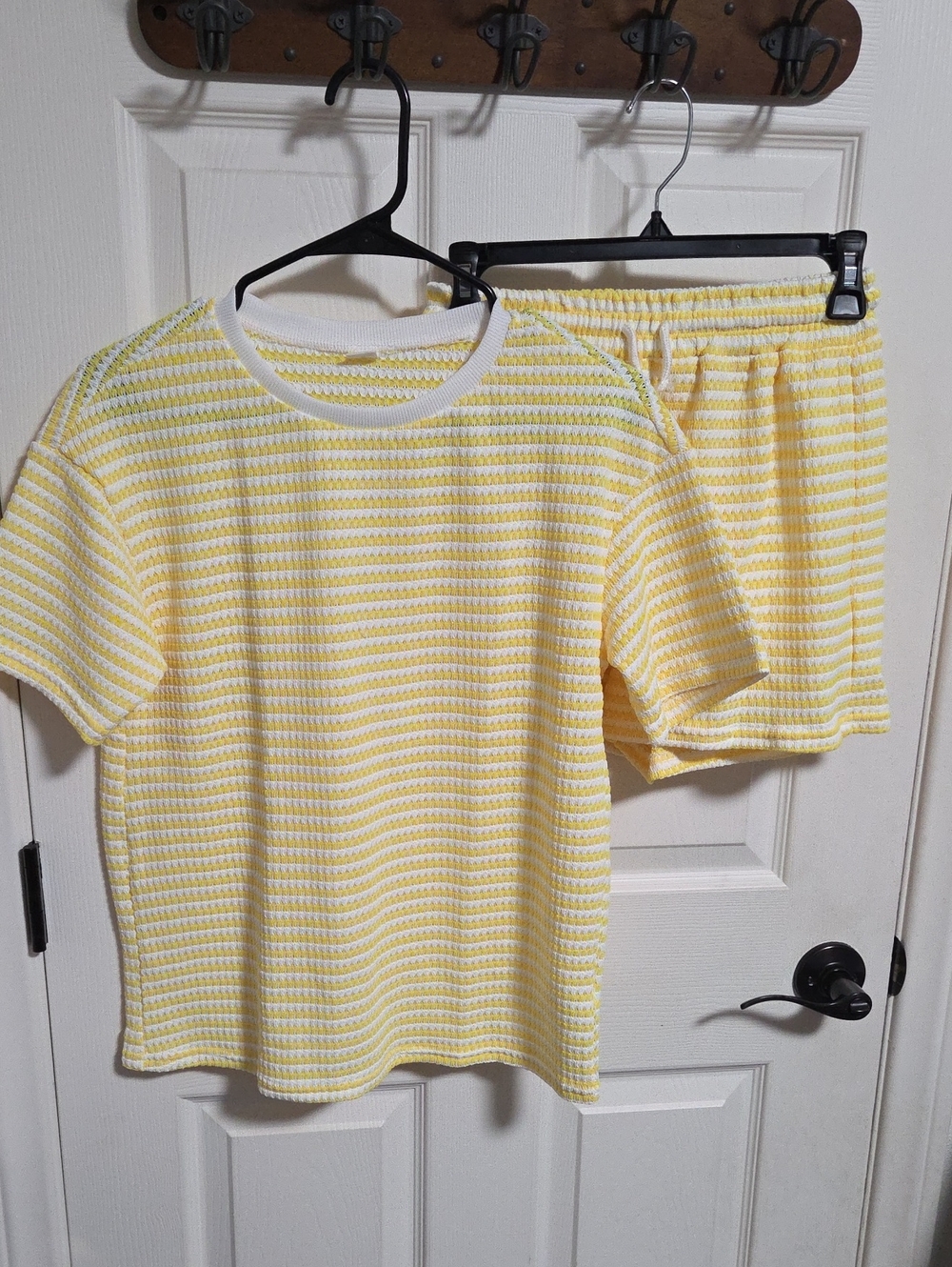 SHEIN Yellow & White Striped Kids Swim Coverup Set